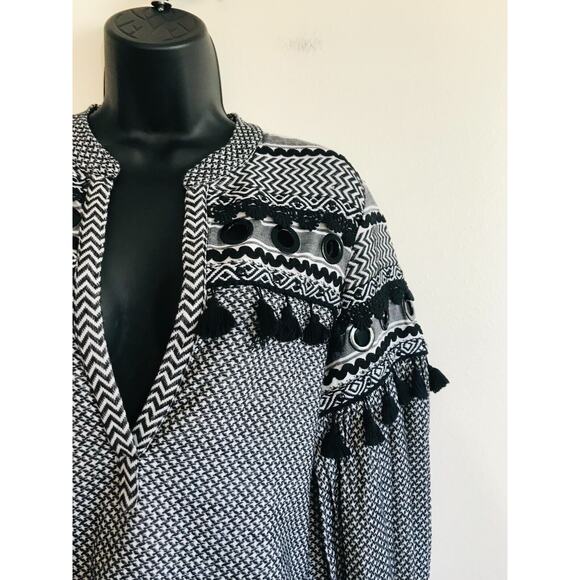 DodoBarOr Peasant Top Nathaniel Cotton V-Neck Boho Festival Pom Pom Girlcore, M - Picture 3 of 14